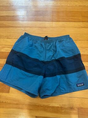 Patagonia Blue & Navy Horizontal Stripe Swim Shorts